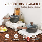 SENSARTE Nonstick Sauce Pan with Lid Saucepan Set, Swiss Granite Coating Sauce Pot Kitchen Cooking Pot, Induction Comptable, Free of Intentionally Added PFOA, 2 + 2.5 QT