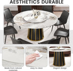 Montary 59" Modern Artificial Marble Round Dining Table with Metal Iron Base & 31.5" White Sintered Stone Turntable, Dining Room Table with Lazy Susan for 6-8 (Only Table)