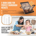 Complete Sourdough Starter Kit and Sourdough Bread Baking Supplies - Includes 9" Banneton Proofing Basket, 34oz Sourdough Starter Jar, Silicone Bread Sling, Scrapers, Bread Lame and Measuring Spoons