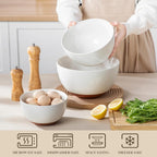 MALACASA Ceramic Mixing Bowls, Large Serving Bowls for Mixing, Cooking, Prepping, Baking, Salad, Soup, Pasta, Nesting Bowls Set of 3, 4.38/2.5/1.44 Qt, Oven, Microwave and Dishwasher Safe, Series TARA