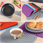 Silicone Trivets for Hot Dishes, Trivet Mat-Hot Pads for Kitchen-Versatile Trivet Mat for Hot Pots&Pans-Heat Resistant Mats for Counter&Table, Pot Holders Drying Mat (9x12) Pack 2 Light Grey