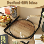 Acacia Wood 18" Lazy Susan Turntable Organizer for Table Top, Farmhouse Large Round Lazy Susan for Cabinet Kitchen Centerpieces Dining Table, for Condiments Charcuterie, Bathroom Vanity Tray Decor