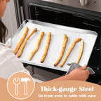 E-far Stainless Steel Baking Sheet, 16” x12” x 1” Baking Cookie Sheet Pan for Oven, Non-toxic Metal Trays for Baking Cake Cookie, Healthy & Rust Free, Mirror Finish & Dishwasher Safe, 1 Pack