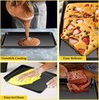 E-far Cookie Baking Sheet Set of 3, Nonstick Metal Sheets Pans Jellyroll Trays for Oven, Large/Medium/Small (16/12.4/10.4”) No-toxic Rectangle Bakeware for Baking Cake Bread, Easy Clean
