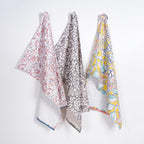 Printed Kitchen Dish Bar and Tea Towels Cotton, 18x28 inch with Trims, Cotton Dish Towel Sets (Multicolor, Set of 3)