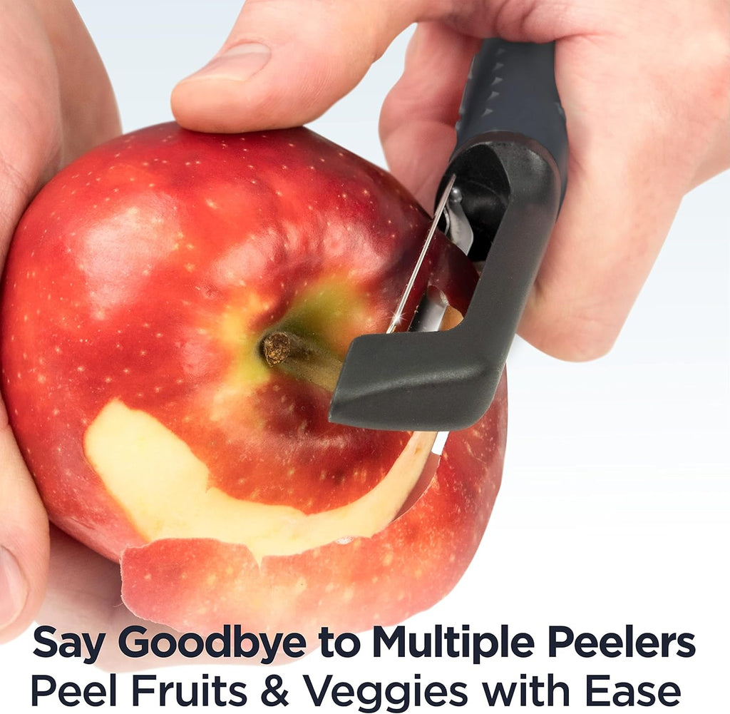 Deiss PRO Swivel Vegetable Peeler - Sharp Stainless Steel Peeler With Easy Non-Slip Hand Grip, Potato Peelers For Kitchen, Fruit, Carrot, Apple, Veggie, Kiwi, Durable, And Dishwasher Safe (BLACK)