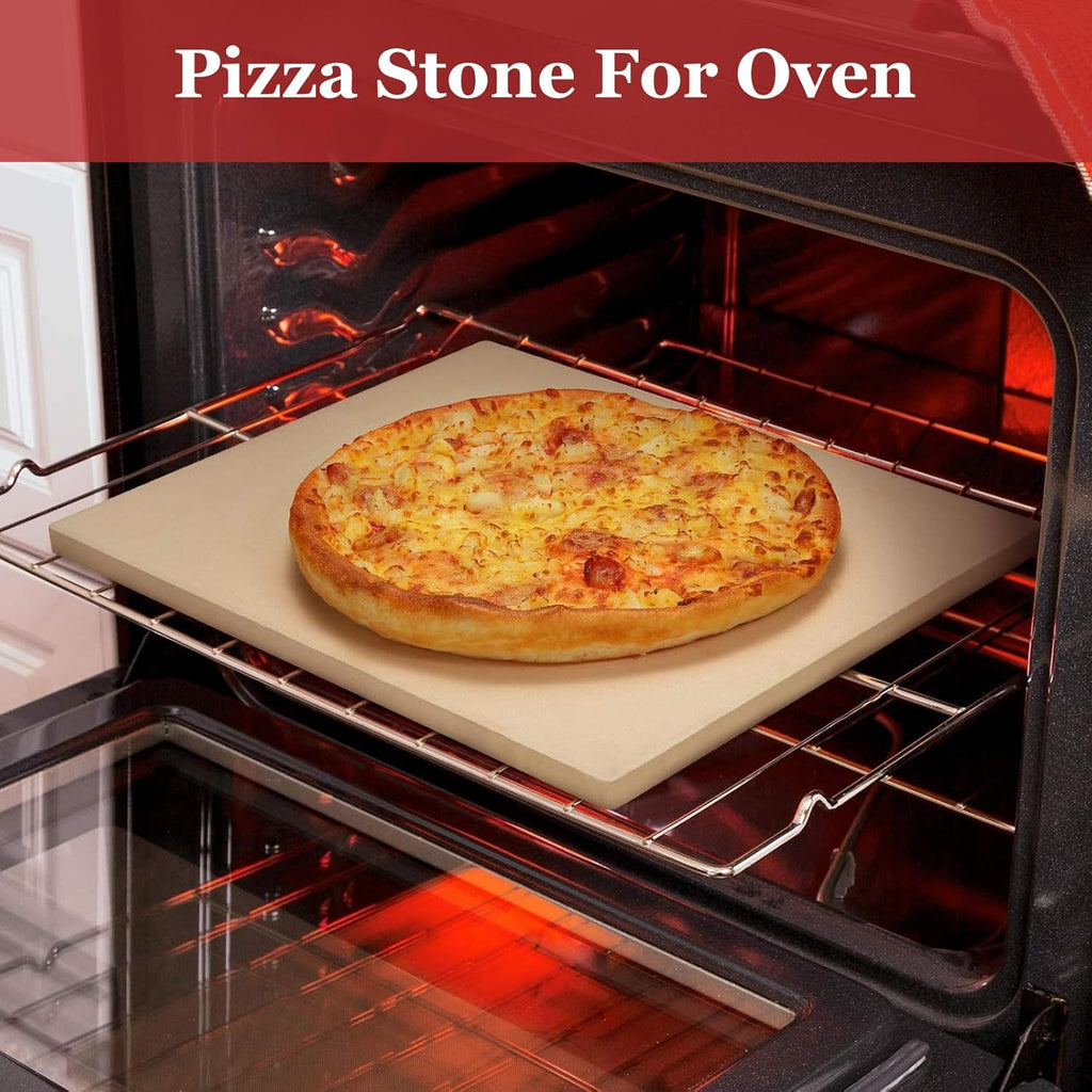 13Pcs Rectangular Pizza Stone for Oven and Grill, 15 x 12 Inch Pizza Stone Set with Pizza Peel, Grill Stone Baking Stone for Outdoor Grill for Pizza, Bread, 0.59'' Thickened Stone Pizza Pan