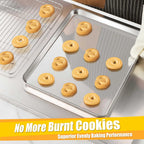 Homikit 2 Pack Baking Sheet, 16x12 Inches Stainless Steel Cookie Sheets for Baking, Large Toaster Oven Tray for Roasting Cooking, Metal Jelly Roll Pan Non Stick &Rustproof, Dishwasher Safe