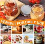 12 Pack Small Mason Jars with Labels, 8 oz Glass Jars with Metal Lids, Half Pint Canning Jars for Jelly, Jam, Honey, Pickles, Spice, Overnight Oats, Food Storage, Candle & DIY Present