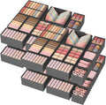 Lifewit Drawer Organizer Clothes for Closet 48 Pack, 3 Sizes Underwear Wardrobe Drawer Dividers, Fabric Foldable Dresser Storage Organizer Bins for Sock/Bra/Lingerie/Undies, Gray