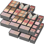 Lifewit Drawer Organizer Clothes for Closet 48 Pack, 3 Sizes Underwear Wardrobe Drawer Dividers, Fabric Foldable Dresser Storage Organizer Bins for Sock/Bra/Lingerie/Undies, Gray