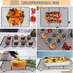 P&P CHEF Cooling Baking Rack Pack of 2, Stainless Steel Cooling Racks for Cooking Baking Roasting Grilling Drying, Dense Wires & Smooth Edge, Easy to clean, Black, 16.6" x 11.5"