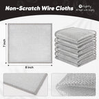 Orighty 12 Pcs Multipurpose Wire Dishwashing Rag, Non-Scratch Wire Dish Cleaning Cloths for Wet and Dry, Reusable Steel Scrubber for Kitchen, Powerful Dishcloth Rag for Cookware, Dish, Stove-7"x8"