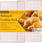 2PCS Cooling Racks for Cooking and Baking - 10" x 16"Heavy Duty Stainless Steel Wire Rack for Baking, Grilling, Roasting - Oven & Dishwasher Safe - Fits Half Sheet Pan（Rose Gold）