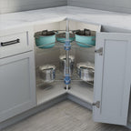 Dowell 32" Kidney Lazy Susan, 2 Shelves, Kitchen Base Corner Cabinet Organizer (Chrome 4001 270 32)