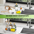 Cisily Stainless Steel Kitchen Sink Caddy Organizer, Sponge Holder for Sink Rustproof, Non-Slip Soap Dish Dispenser Brush Holder Storage, Home & Kitchen Essentials Accessories