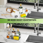 Cisily Stainless Steel Kitchen Sink Caddy Organizer, Sponge Holder for Sink Rustproof, Non-Slip Soap Dish Dispenser Brush Holder Storage, Home & Kitchen Essentials Accessories