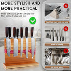 MEN WITH THE POT 13 x 10 Inches Magnetic Knife Block, Double Sided Powerful Wood & Red Flow Pattern Magnetic Kitchen Knife Holder Stand, Knife Storage Organizer for Kitchen Counter (Without Knives)