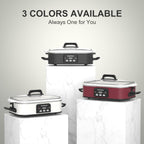 4 Quart Casserole Programmable Slow Cooker with Ceramic Baking Dish - Perfect Kitchen Small Appliance for Family Dinners, Oven Safe and Durable Bakeware for Lasagna, Roasts (Red)