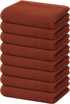 Homaxy 100% Cotton Waffle Weave Kitchen Dish Towels, Ultra Soft Absorbent Quick Drying Cleaning Towel, 13 x 28 Inches, 8-Pack, Rust