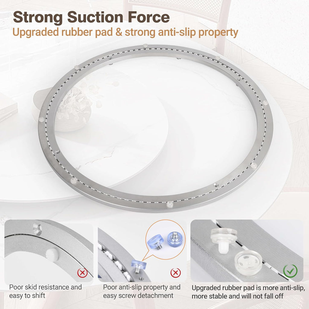 24 Inch Lazy Susan Aluminum Alloy Rotating Turntable Bearing, Non - Slip Mute Metal Bearing Swivel Plate Hardware for Dining and Workbench,880 Pounds Capacity