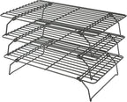 Cooling Racks for Cooking and Baking - 3 Tier Stackable Grid Wire Baking Rack for Oven Cooking, Baking, Grilling, Roasting -Dishwasher Safe Bacon Rack
