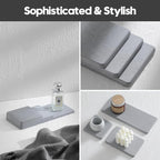 3PCS Bathroom Sink Vanity Trays, Quick Stone Drying Mat Dish Soap Dispenser Sponge Holder for Kitchen Counter, Diatomaceous Earth Water Absorbing Caddy Organizer, Light Grey