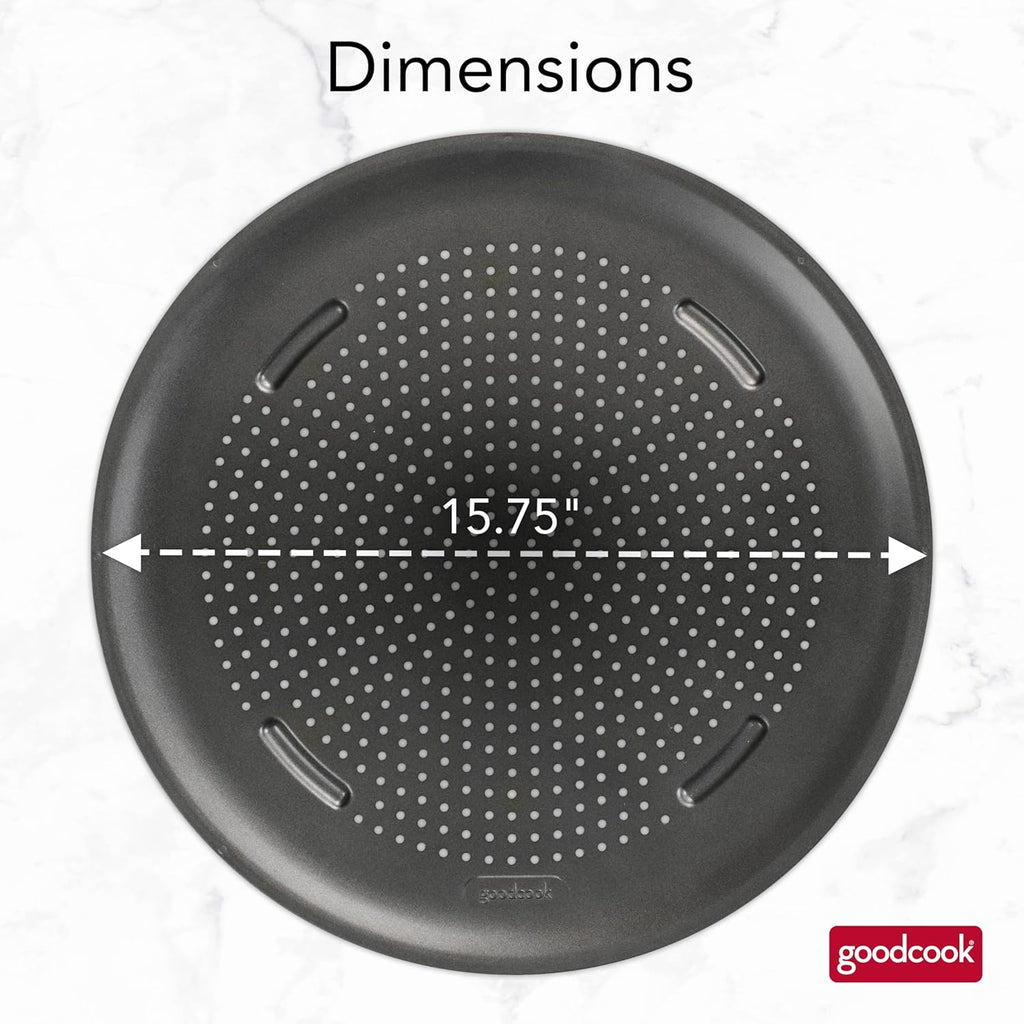 GoodCook AirPerfect Nonstick 16” Pizza Pan – Pizza Tray for Oven, Perforated Round Pizza Pan, Carbon Steel Baking Pan, Homemade, Frozen & Leftover Slices