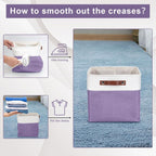 Collapsible Fabric Storage Cubes 11x11 Cube Storage Bins, 4 Pack Closet Baskets Box with Handles for Organizing, Shelf, Toys, Clothes, Home, Office, Nursery (Purple&White)