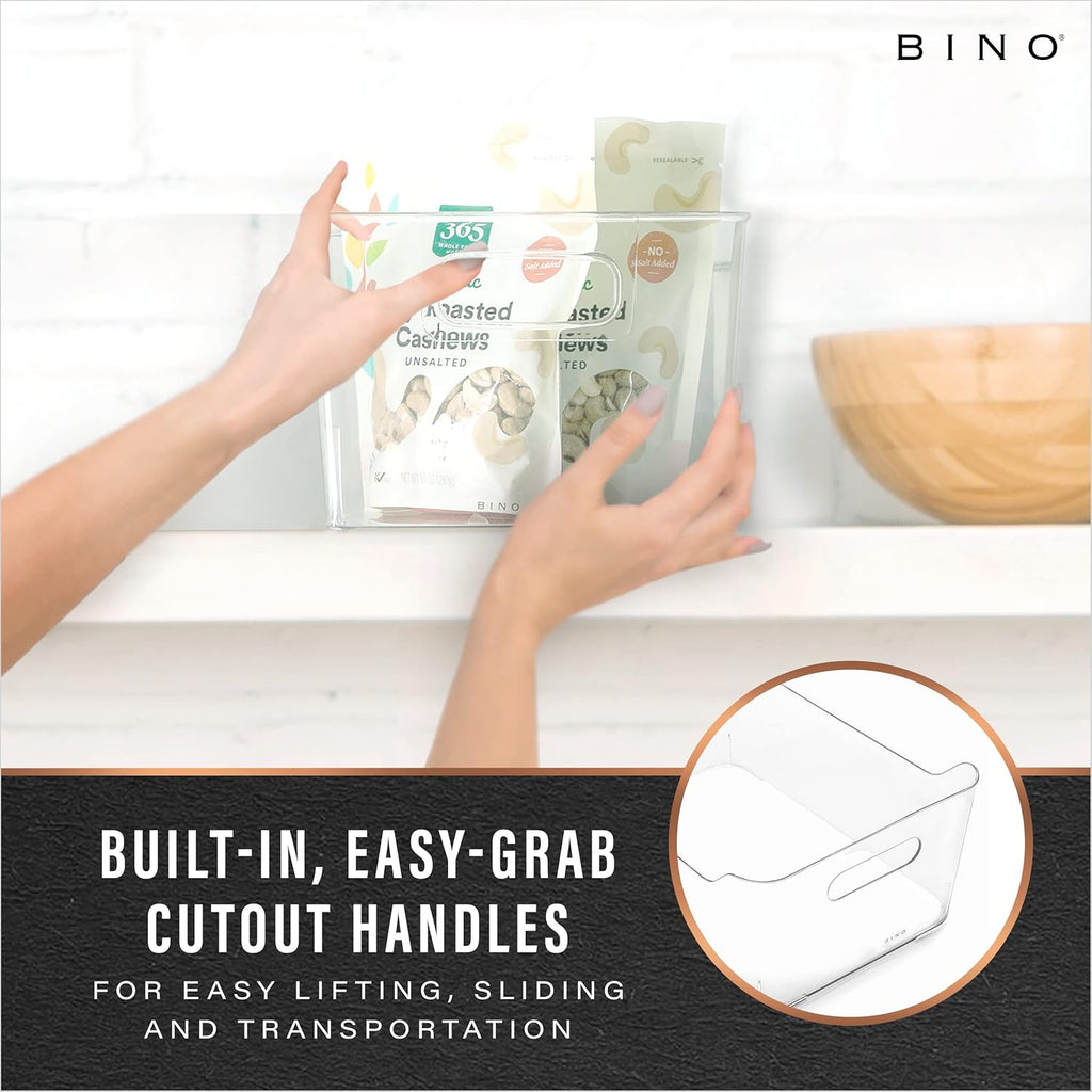 BINO | Plastic Storage Bins, X-Large - 2 Pack, Clear | THE SOHO COLLECTION | Pantry Organizers and Storage Containers Fridge Organizer Bins Kitchen Cabinet Organizer Medicine Cabinet Organizer Bin