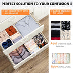 Criusia Drawer Organizer Clothes 6 Pack - Sock Underwear Drawer Organizer Divider - Dresser Organizer Bins for Closet Bedroom - Baby Clothes Organizers and Storage for Nursery Organization -Beige