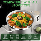 Extra-Large Stainless Steel Stock Pot – Commercial Heavy Duty Soup Pot with Lid, 3-Ply Base for Fast Heating, Ideal for Seafood Boils and Outdoor Cooking - 100 Quart