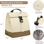 SUNNY BIRD Insulated Lunch Bag Rolltop Lunch Box Medium Lunch Cooler Tote for Women, Girls, Teens and Adults (White)