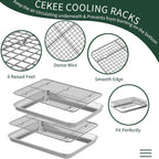Jelly Roll Pan with Cooling Rack Set [2 Baking Pans + 2 Baking Racks], CEKEE Stainless Steel Baking Sheet Tray with Wire Rack Set, Commercial Quality, Rust Proof & Nonstick, Size 15.94 x 12 x 1 Inch