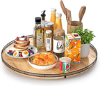 24" Lazy Susan Oak Wood Turntable Organizer for Cabinet, Farmhouse Round Wooden Large Lazy Susan Organization and Storage for Dining Table, Pantry, Kitchen, Countertop, Cupboard, Home Decor