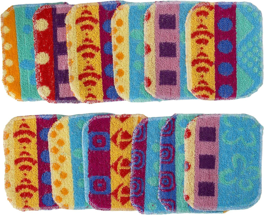 Kitchen Dish Scrubbers | Soft Scrub for Dishes | Non-Scratch Cleaning Pads for Kitchen | Made from Cotton Fiber | Safe on All Surfaces | Long-Lasting & Easy to Clean | Pack of 12