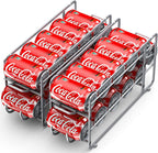 Soda Can Organizer Storage Rack, 2 Pack Stackable Beverage Soda Can Dispenser Organizer Holder for Refrigerator, Cabinet, Pantry (Silver)