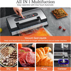 Upgraded Vacuum Sealer for Liquid, SEATAO 90Kpa Vacuum Sealer Machine for Dry/Moist/Liquid Food, Easy-Lock Handle, Double Heat Seal, Built-in Cutter and Bag Storage & Removable Drip Tray