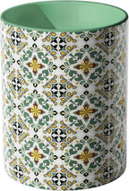 Ceramic Kitchen Utensil Holder for Countertop, Large Mediterranean Utensil Crock ,Green
