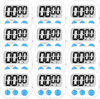 ZILLEEN Kitchen Timer Digital with Magnetic Back for Kids Classroom, White 12 Pack