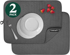 Cuisinart Dish Drying Mats for Kitchen Counter - (2) 18" x 24" Ultra Absorbent Dish Drying Mat XL - Foldable, Machine Washable, Fast Drying Dish Mat (Geostripe)