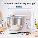 Kitchen in the box Stand Mixer - 900 Watt Heavy Dough Standing Mixers with 6.5 Quart Mixing Bowl, Tilt-head, Dough Hook, Whisk, Flat Beater and Splash Guard (White)