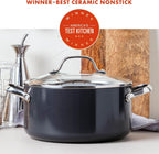 GreenPan Valencia Pro Hard Anodized Healthy Ceramic Nonstick 5QT Stock Pot with Lid, PFAS-Free, Induction, Dishwasher Safe, Oven Safe, Gray
