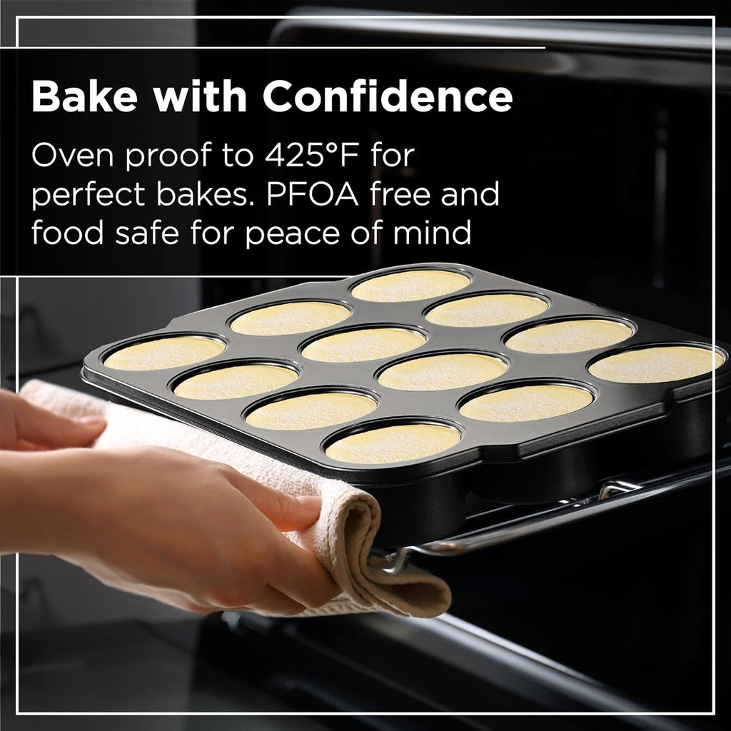 Wrenbury Pro Mini Cheesecake Pans Removable Bottom 12 Hole - Heavy Gauge Carbon Steel Muffin Cupcake Pan Loose Bottom Springform for Baking - 3 Inch Individual Cheesecakes Tin - PFOA Free