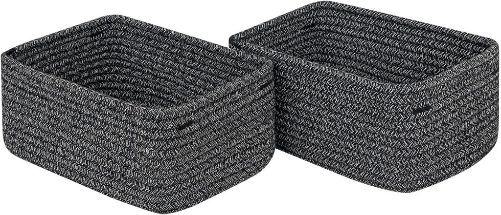 CubesLand Mixed Black Baskets Bins for Organizing,Small Woven Storage Baskets for Shelves,Cute Closet Cube Bins Set 2,Baby Nursery Cube Organizer Toys Basket Bin,Home Decor Organization Bins