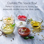 Volarium Mini Glass Prep Bowls Set of 6, 2 1/4 oz Capacity, Modern Style, Round Glass Bowl Set, Condiment & Spice Bowls, Transparent, Dishwasher & Microwave Safe