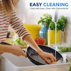 15-Piece Nonstick Kitchen Cookware Set - PTFE/PFOA/PFOS Free Heat Resistant Lacquer Kitchen Ware Pots Pan Set w/Bakelite Handles, Saucepan, Frying Pans, See-through Lid - SereneLife SLCW15BLK (Black)