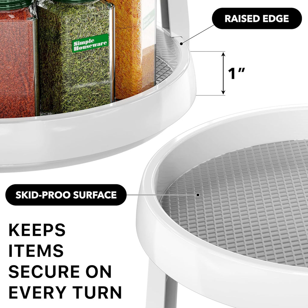 Simple Houseware 2-Tier Lazy Susan Spice Organizer, 10" Diameter, White/Gray