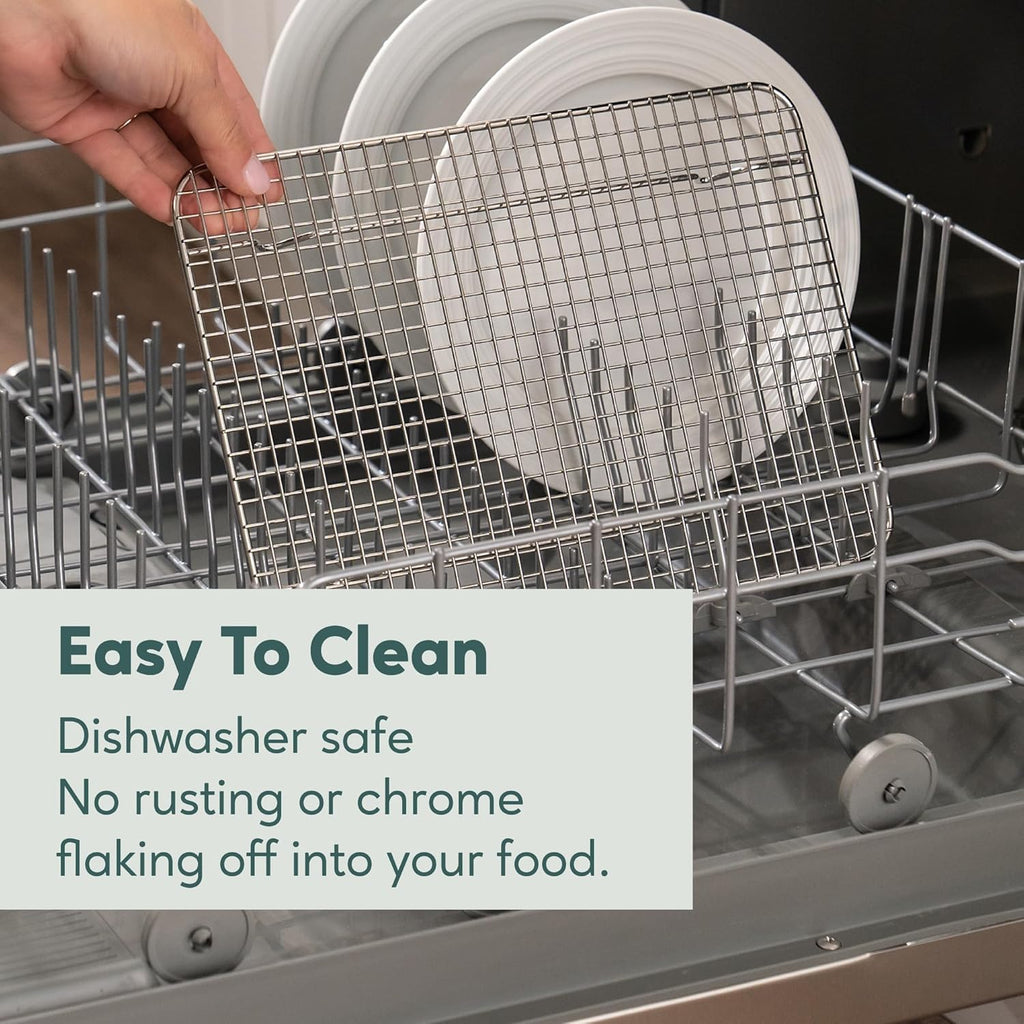 Ultra Cuisine Oven-Safe, Dishwasher-Safe 100% Stainless Steel Cooling & Baking Rack Set - Tight-Wire Bake for Oven Cooking - Heavy Duty - 8.5x12 - Set of 2 - Small Quarter Sheet Pan Cooling Racks