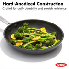 OXO Enhanced, 8" 10" and 12" 3 Piece Frying Pan Skillet Set, Healthy Ceramic Nonstick, PFAS-Free, Stainless Steel Handle, Dishwasher Safe, Oven Safe, Black